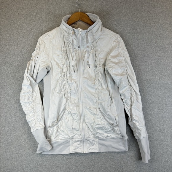 Lululemon Jacket Womans Medium Funnel Neck Scrunch Ruched Sweater Hiking Yoga - Picture 1 of 12